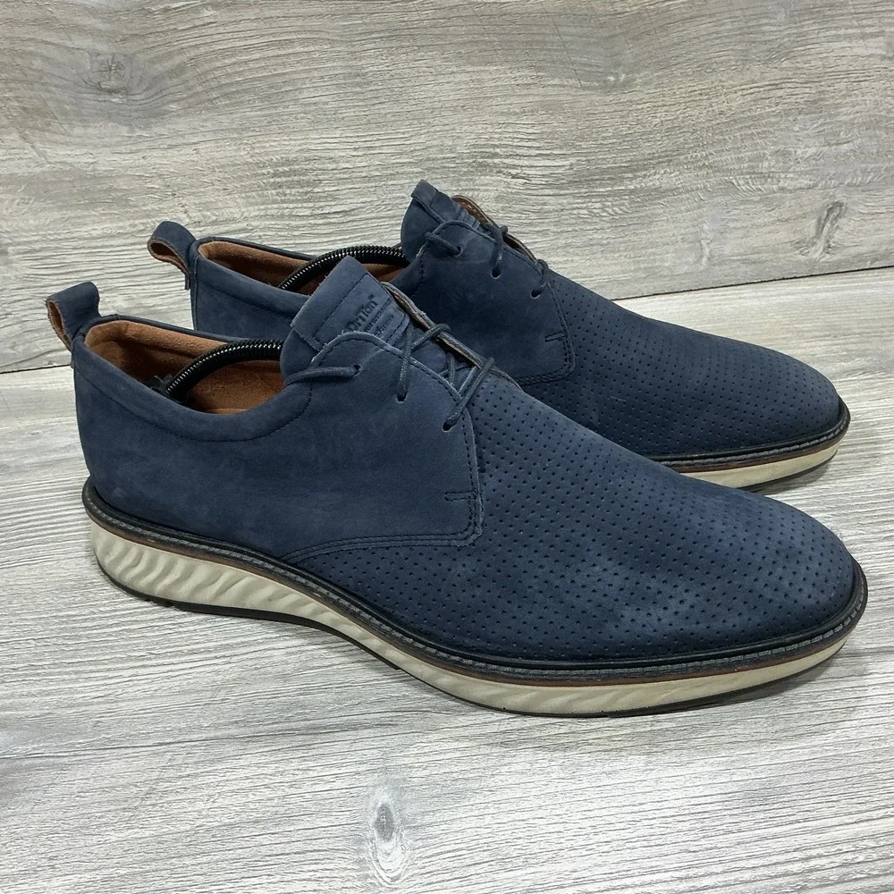 Ecco ST1 Hybrid Shoes Mens 11-11.5 / 45 Blue Suede Leather Oxford Casual Comfort